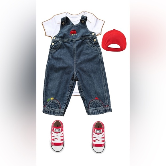 2001 Vintage Gymboree Kids Denim Overalls with Car Embroidery - Picture 2 of 6